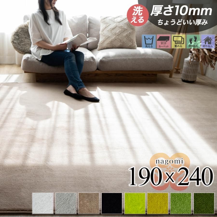 ラグ 3畳 洗える 190x240 サラふわ ラグマット 北欧 無地 シンプル リビング インテリア カーペット NAGOMI