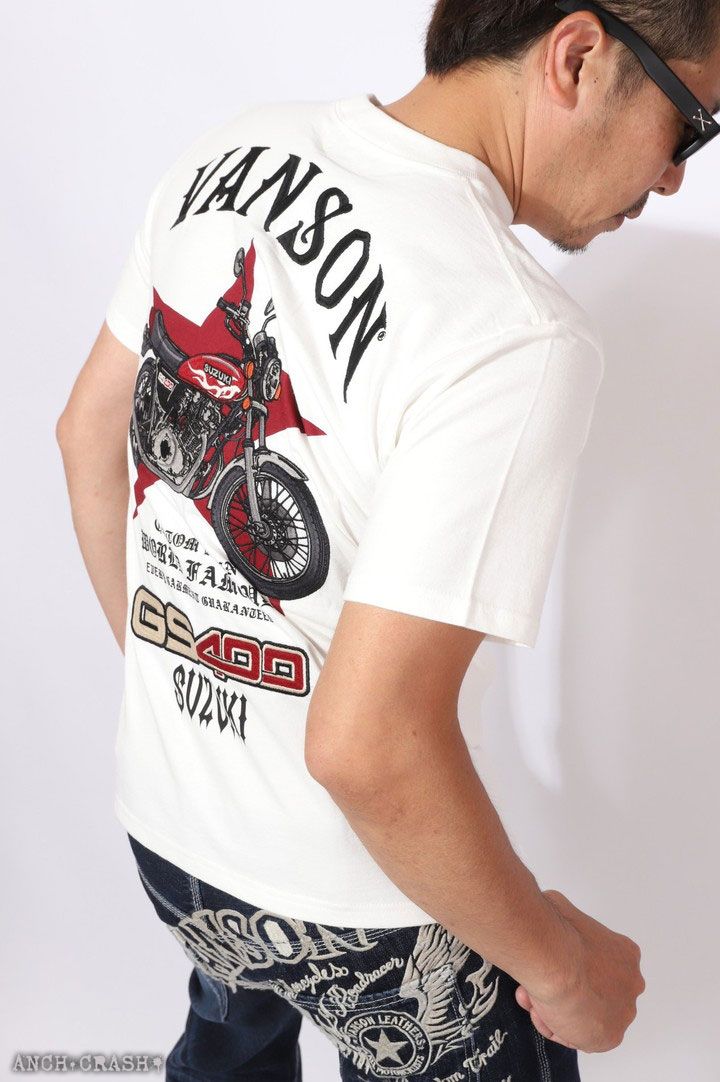 VANSON SUZUKI GS400 半袖Tシャツ SMV-2404 オフホワイト バンソン