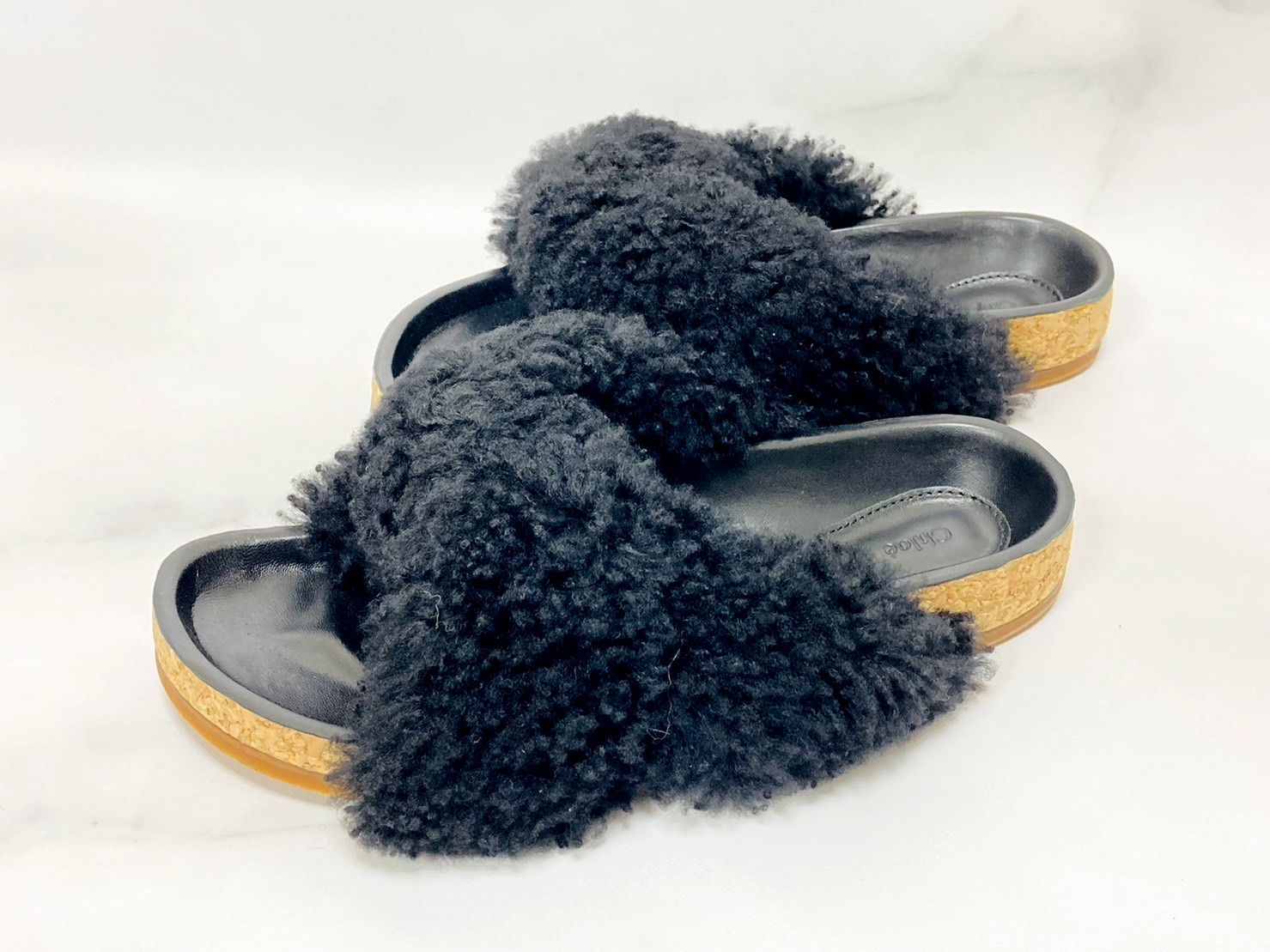 ☆Chloe クロエ ボア ムートン ファー フラットサンダル ＃37(24