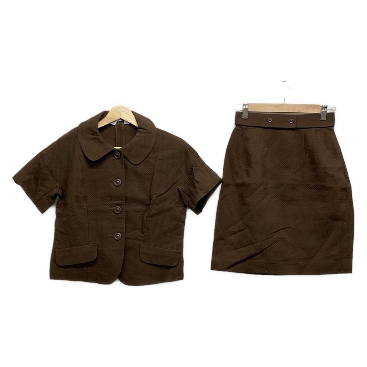 BALENCIAGA バレンシアガ スカートスーツ レディース - ダークブラウン 肩パッド|La Mode