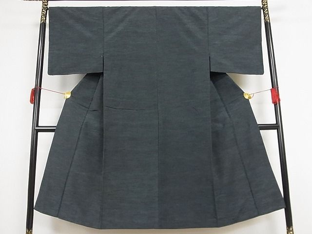 平和屋-こころ店男性　紬　色無地　留紺色　正絹　逸品　AAAC0755Abr