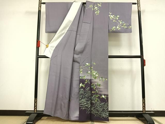 平和屋着物▽訪問着　単衣　螺鈿　草花文　暈し染め　金彩　正絹　逸品　未使用　AAAV8512fy 平和屋着物▽訪問着 単衣 螺鈿 草花文 暈し染め 金彩 正絹 逸品 未使用