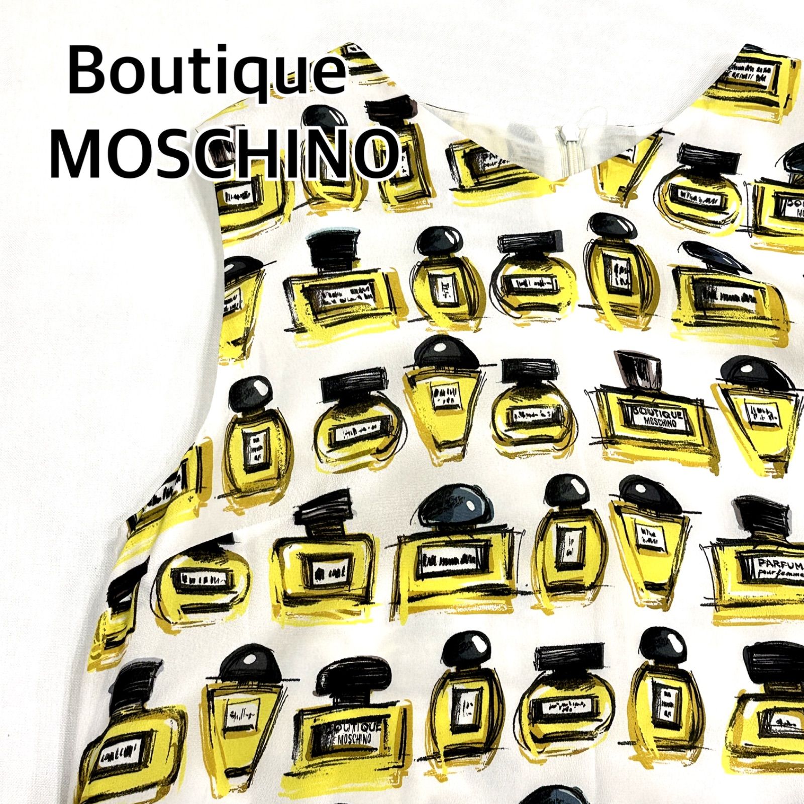 極美品 Moschino 春夏 ピアノモチーフワンピース M 36 7号 9号 LOVE MOSCHINO ラブ モスキーノ ワンピース（モスキーノ