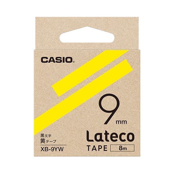 （まとめ）カシオ ラテコ 詰替用テープ9mm×8m 黄/黒文字 XB-9YW 1個