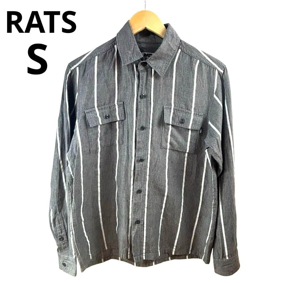 RATS ラッツ グレー ホワイトストライプ 長袖シャツ 日本製 S