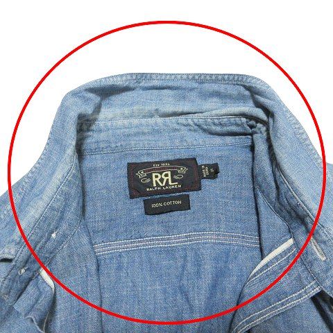 RRL BLACK CHAMBLEY SHIRT シャンブレー 猫目ボタン XS