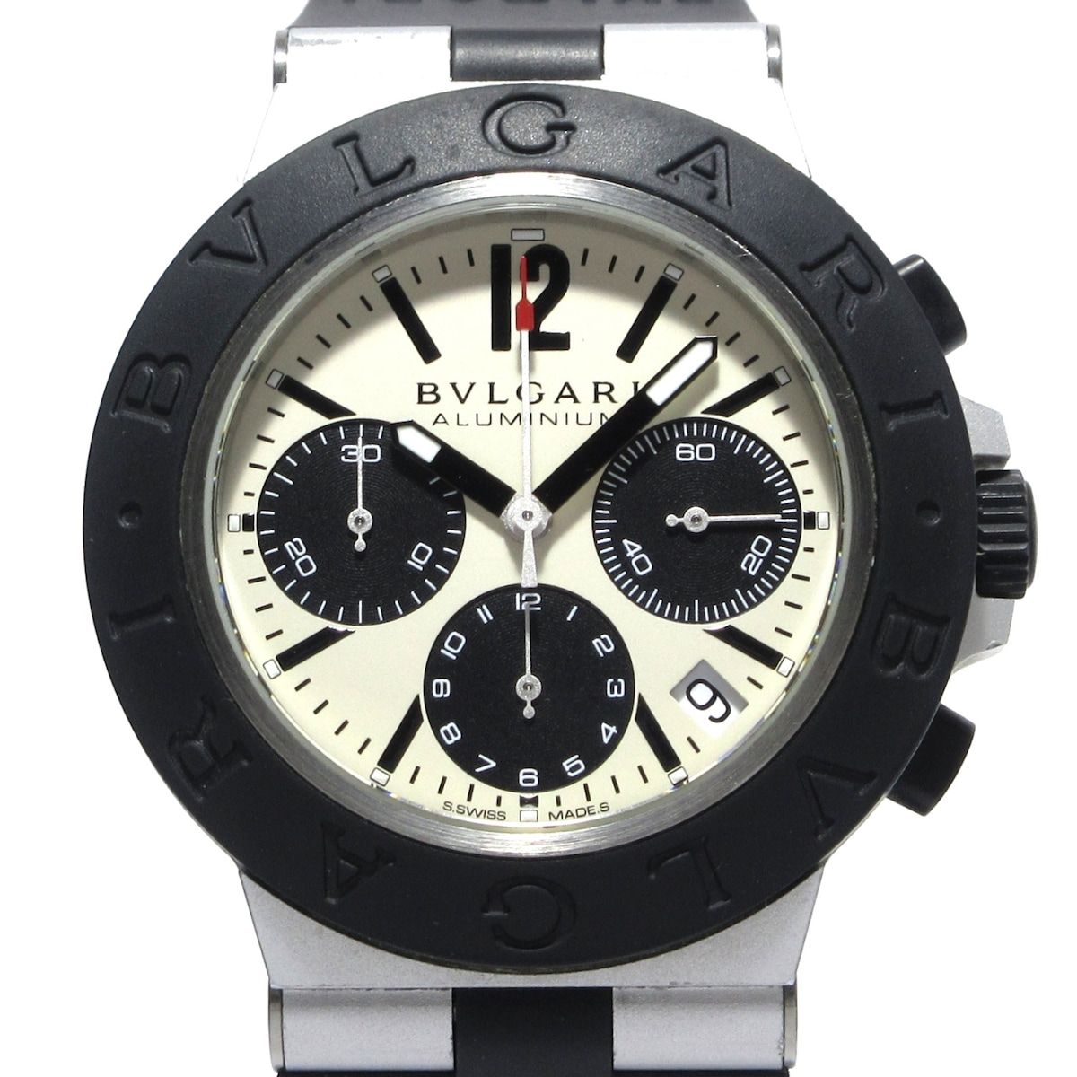 BVLGARI ブルガリ 腕時計 アルミニウム クロノグラフ BB40ATCH メンズ クロノグラフ アイボリー