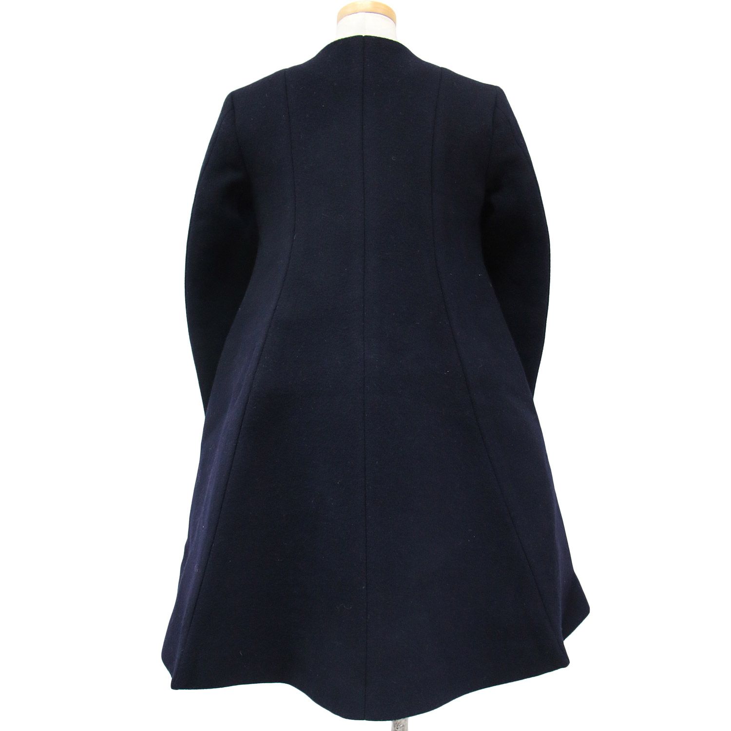 CELINE セリーヌ コート ノーカラーコート ウール ネイビー 紺 34(XS  