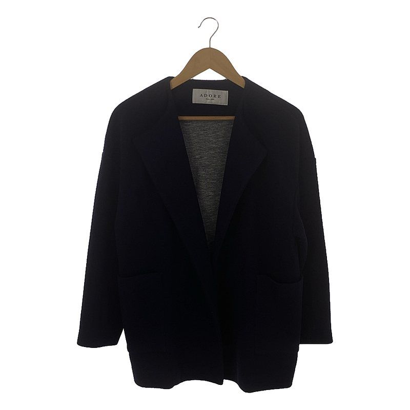 ADORE / アドーア | ノーカラーミディコート | 36 | ネイビー