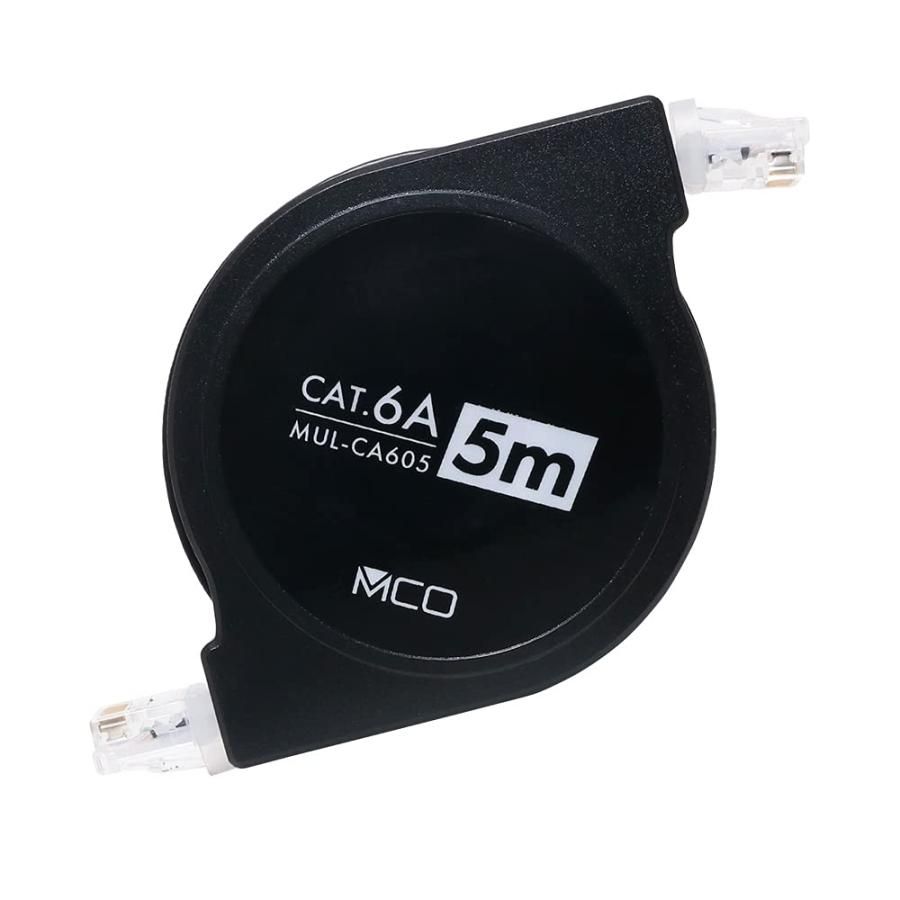 ミヨシ(Miyoshi) MCO LANケーブル 5m 巻き取り式 cat6A準拠 カテゴリー6A準拠 10Gbps 10ギガ 超高速 コードリール