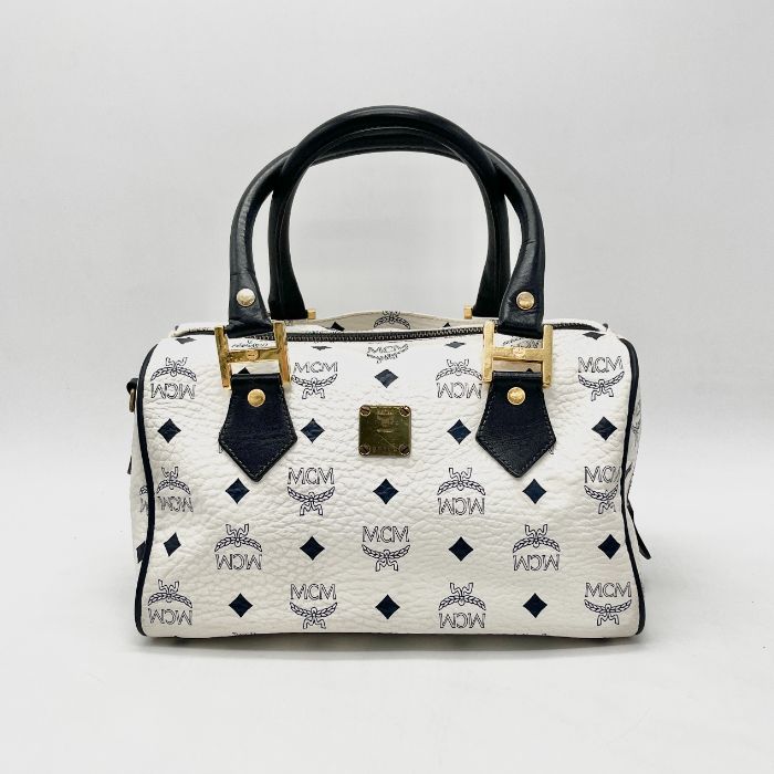 MCM エムシーエム モノグラム 2way レザー ハンド ショルダー バッグ eH09107N