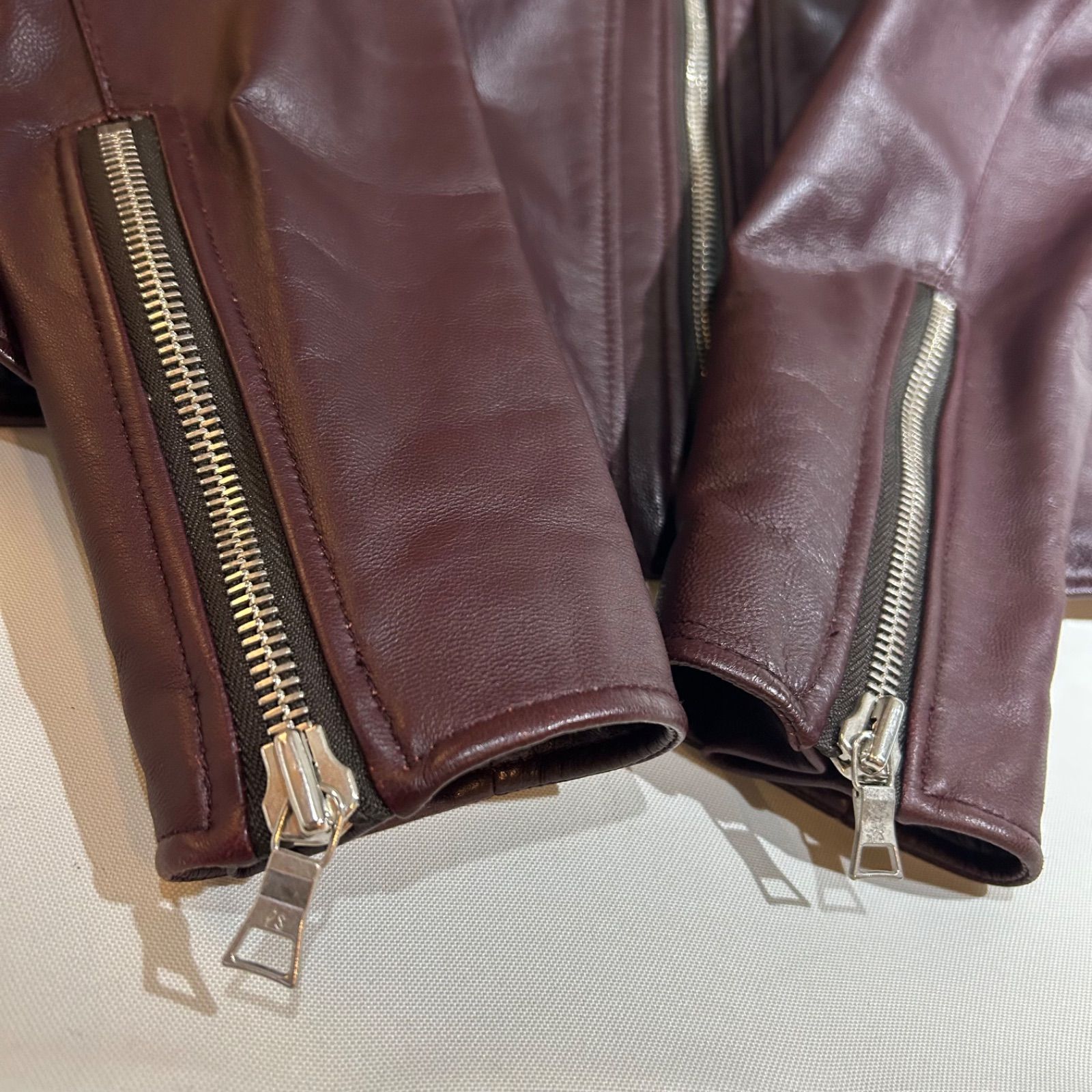 入手困難✨ポールスミス ライダースジャケット 山羊革 裏地総柄 バーガンディ PSポールスミス PS Paul Smith シングルライダースジャケット ゴート