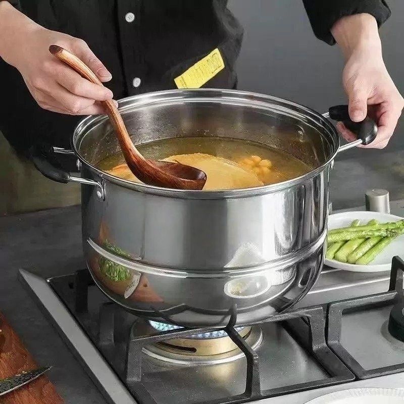 強くお勧め 3層蒸し器鍋|鍋 業務用ケータリング304ステンレス鋼蒸し器 30cm ガスストーブ|電磁調理器に適しています 送料無料