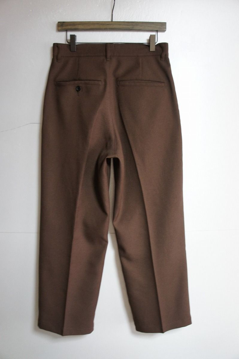 美品18SS MR.OLIVEミスターオリーブ RETORO POLYESTER TWILL -ONE PLEATS STA-PREST WIDE PANTS パンツ M-18103 茶704M★13