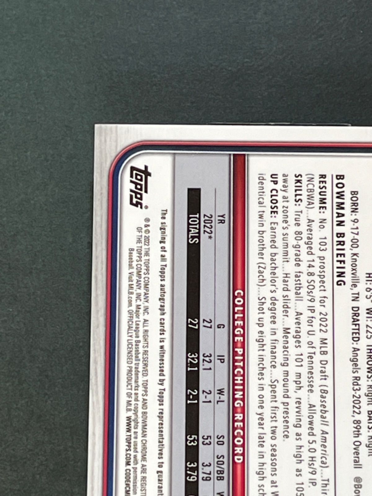 ベンジョイス直筆サインカード 2022 Bowman Chrome 1st Bowman 