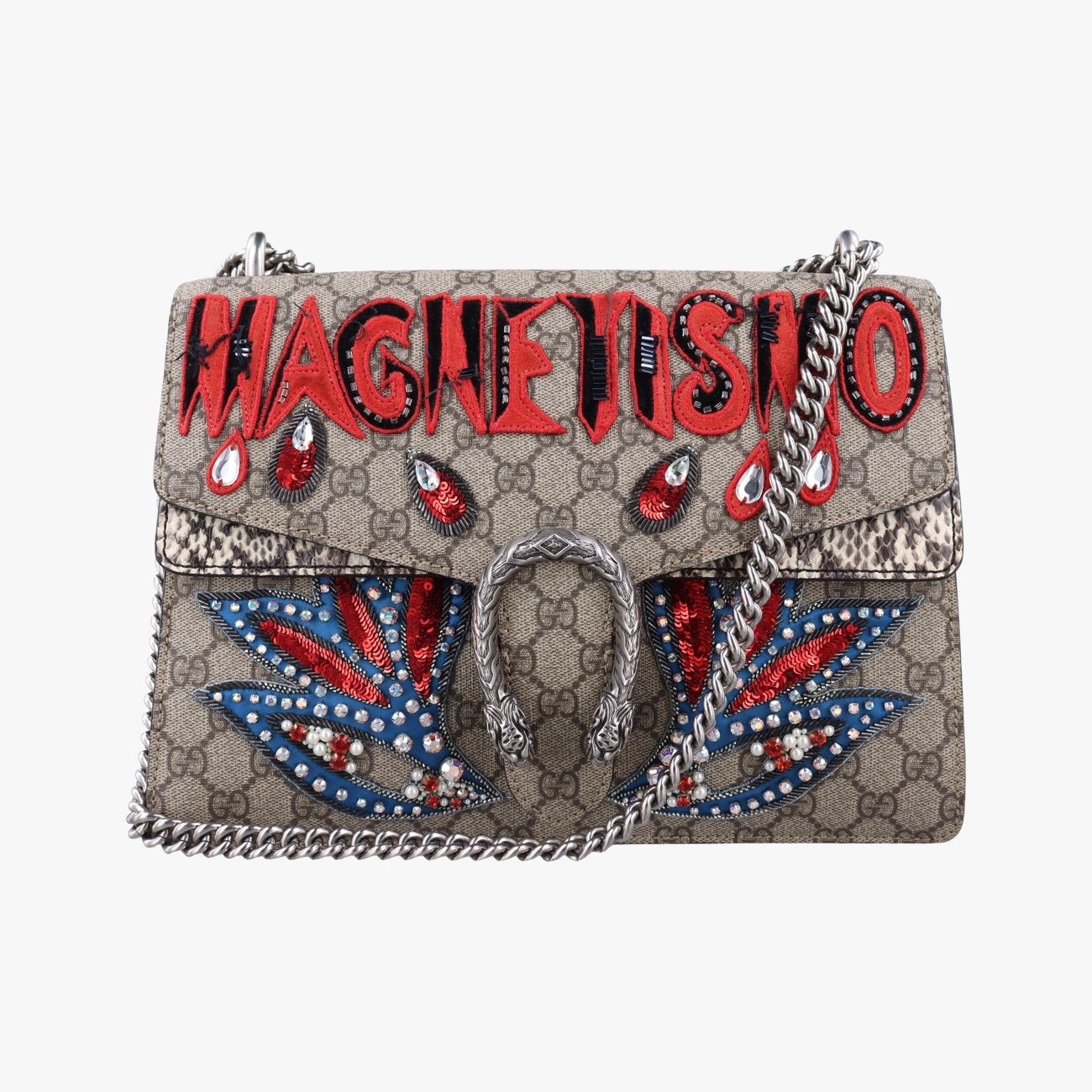 グッチGucciディオニュソス ベージュ×マルチ PVCコーティングキャンバス×ヘビ革 400235 H024772053