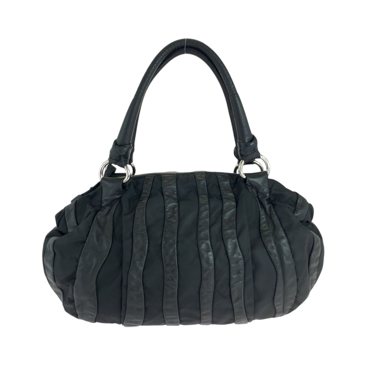 ✨良品✨ 人気 PRADA プラダ ハンドバッグ ロゴ金具 オールレザー 肩掛け PRADA - 極 美品 袋付 PRADA プラダ ロゴ 金具 リボン モチーフ