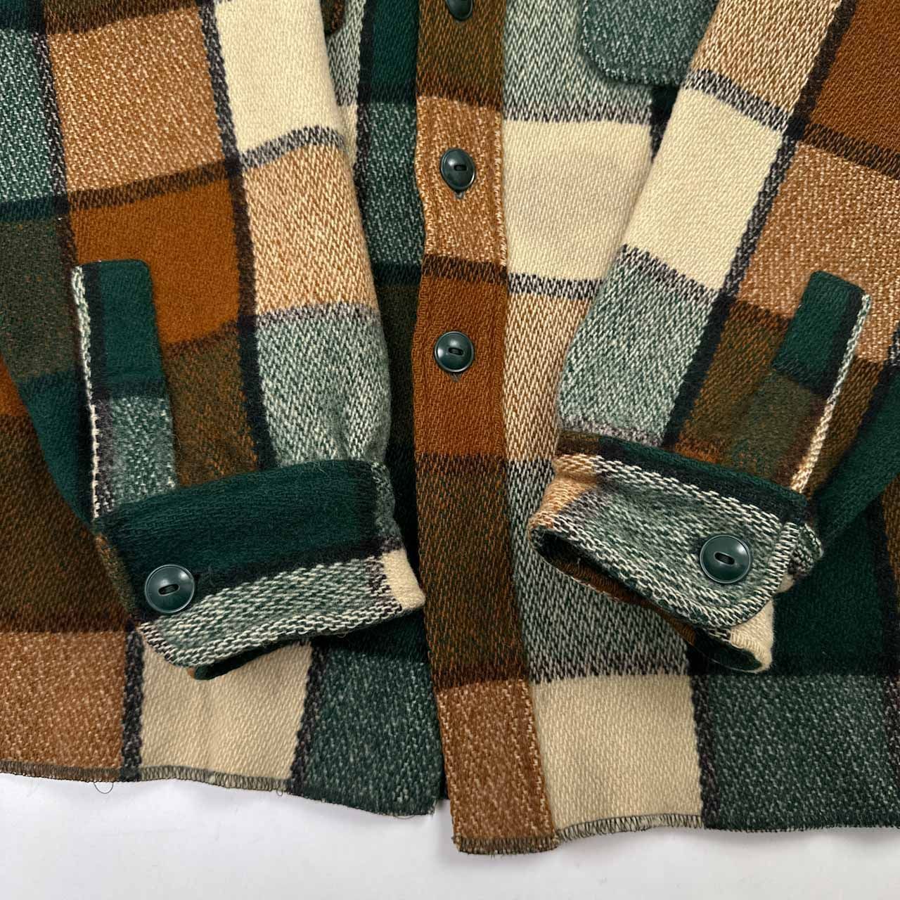 USA製 70s ヴィンテージ Woolrich 白タグ ブロックチェック メルトン