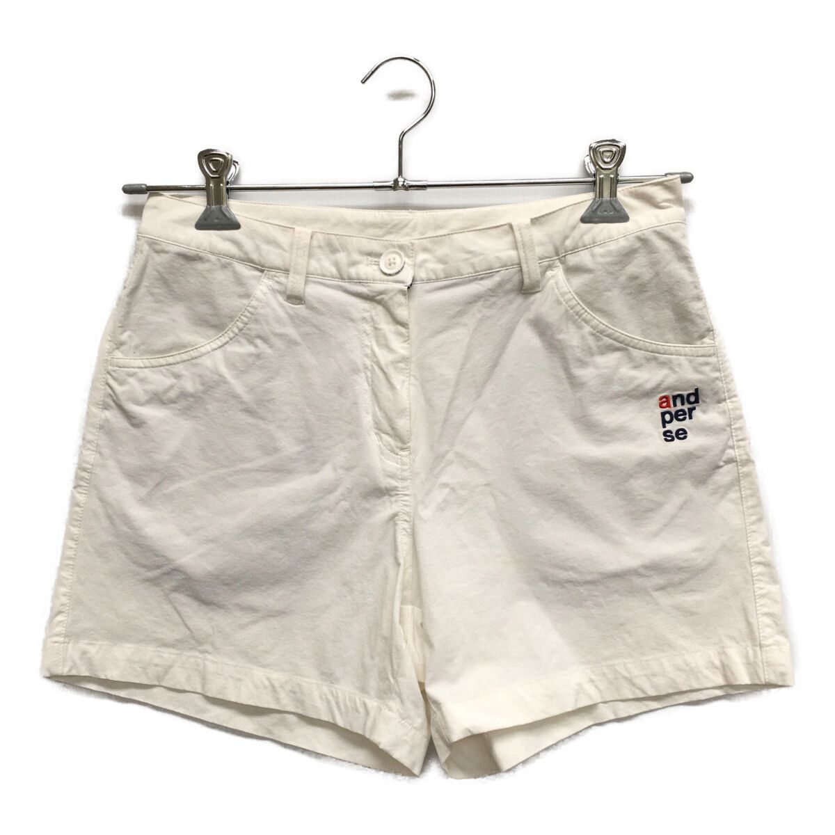 coco 中古 アンパスィ and per se レディース ショートパンツ M 白 ホワイト 春夏 ロゴ刺しゅう入り 中古 レディース アンパスィ and per se ショートパンツ M 白