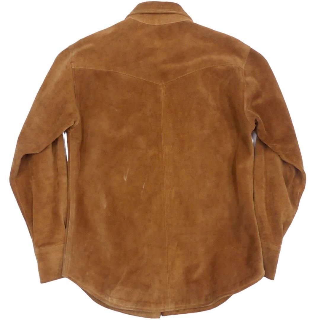 ウエスタンシャツ レザー ジャケット スエード 本革 皮 茶