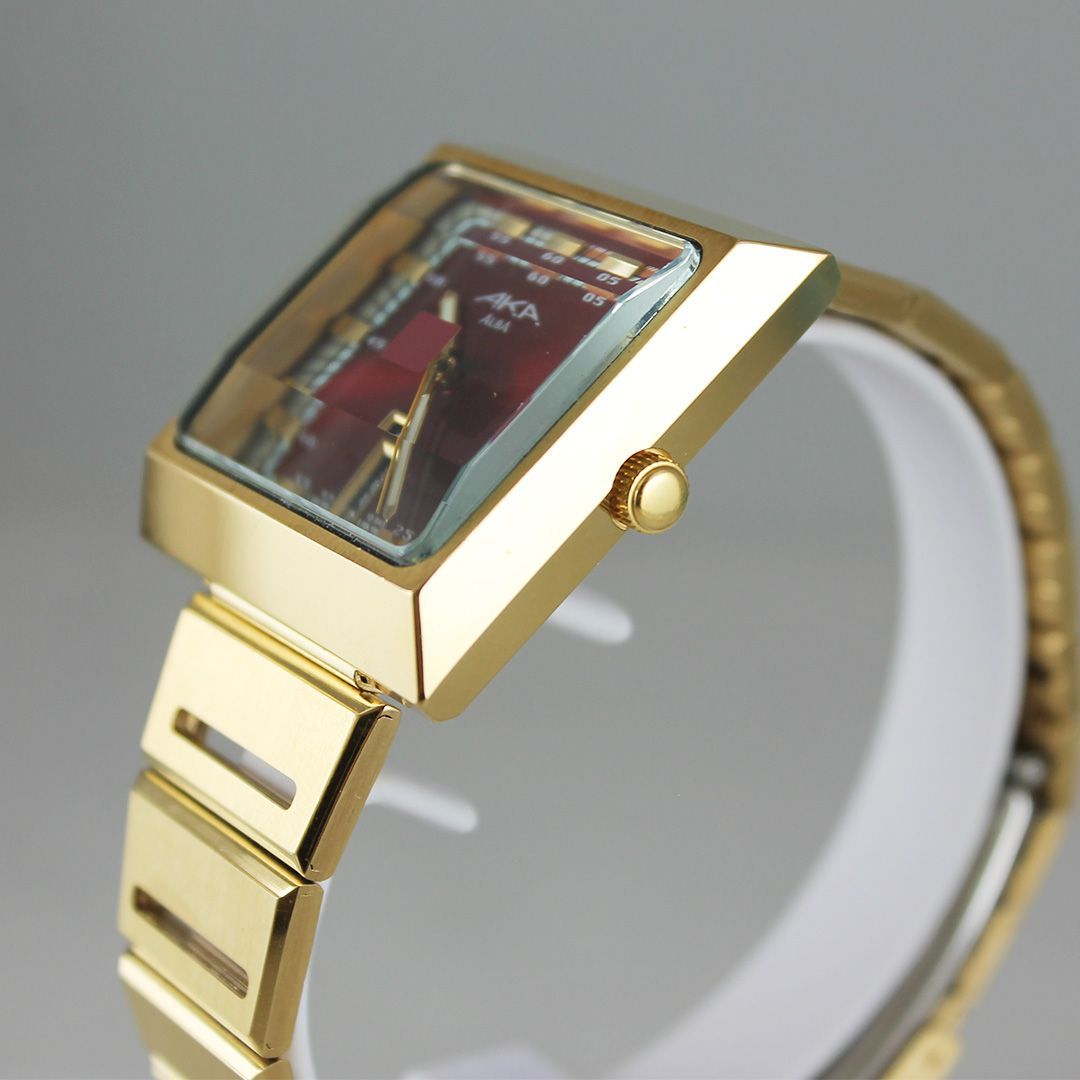 中古 】 SEIKO ALBA AKA AMBX003 腕時計 スクエアウォッチ 赤 文字盤