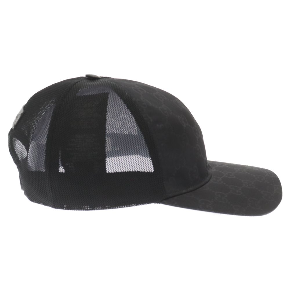 GUCCI ブラックメッシュキャップ GGロゴ GUCCI (グッチ) GGロゴナイロン/メッシュキャップ 帽子 ブラック
