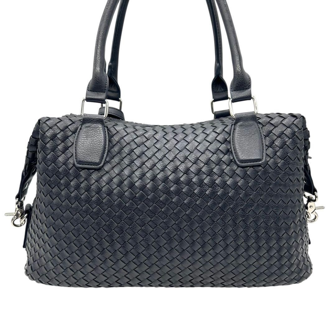 良品 1136 タケオキクチ ボストンバッグ 2way イントレチャート 紺