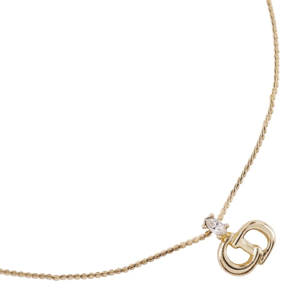 極美品 ディオール ラインストーン ゴールド ネックレス CD レディース クリスチャンディオール Christian Dior CDロゴ 4P ラインストーン