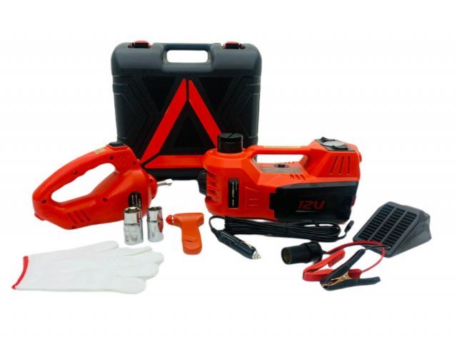 電動ジャッキ5t 5T 5in1 収納ケース付き 電動インパクトレンチ セット ジャッキ 12V DC油圧式電動ジャッキ Ledライト付 電動油圧ジャッキ タイヤ交換用ジャッキ 耐荷重 5トン 5000Kg LED内蔵 空気圧調整 空気入れ タイヤ交換 カー