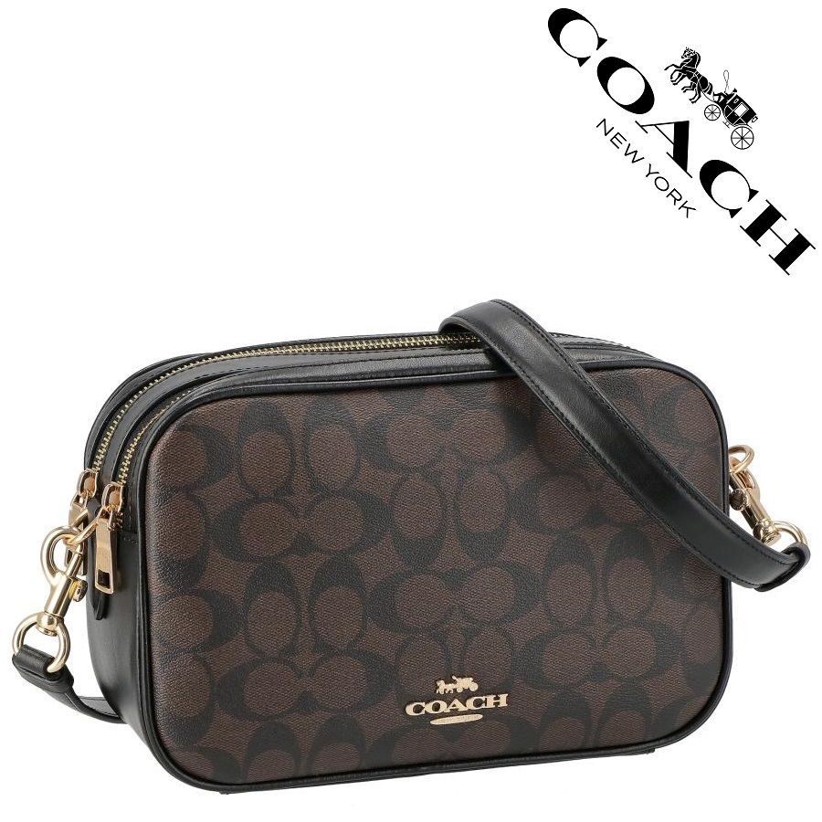 【セール中】COACH コーチバッグ F68168 ダークブラウン シグネチャー ダブルジップ ショルダーバッグ レディースバッグ クロスボディー アウトレット品 新品未使用