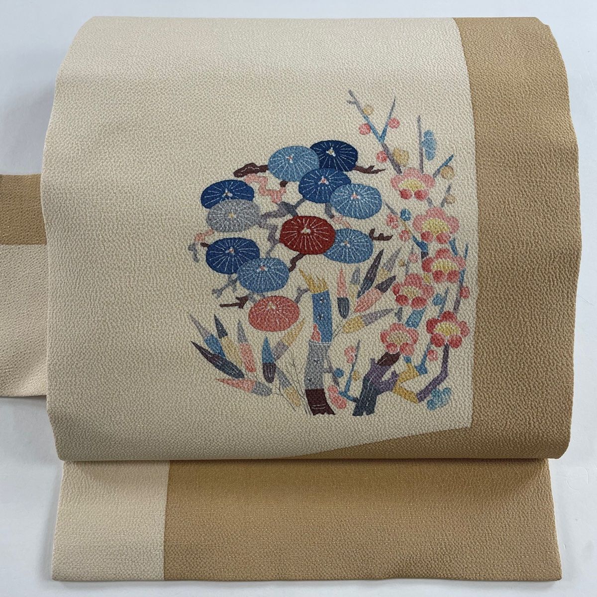 着物屋こころ□極上 太鼓柄袋帯 刺繍 切嵌花文 金糸 逸品 q2478