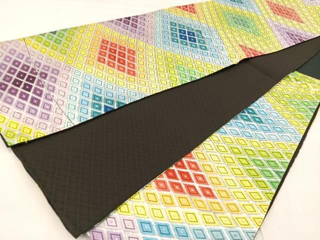 袋帯 銀糸 正絹 六通 シルバー Q887 平和屋着物◎六通柄袋帯 唐織