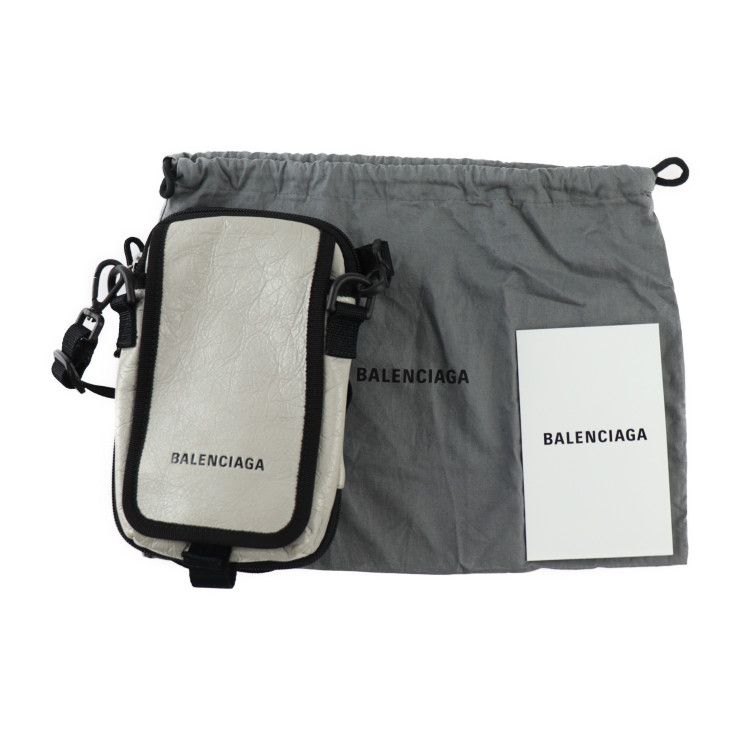 BALENCIAGA バレンシアガ クロスボディバッグ ショルダーバッグ 593329 レザー キャンバス ライトグレー ブラック エクスプローラ  【本物保証】