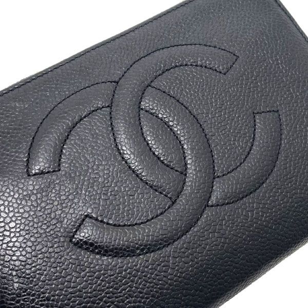 ラウンドファスナー長財布 キャビアスキン