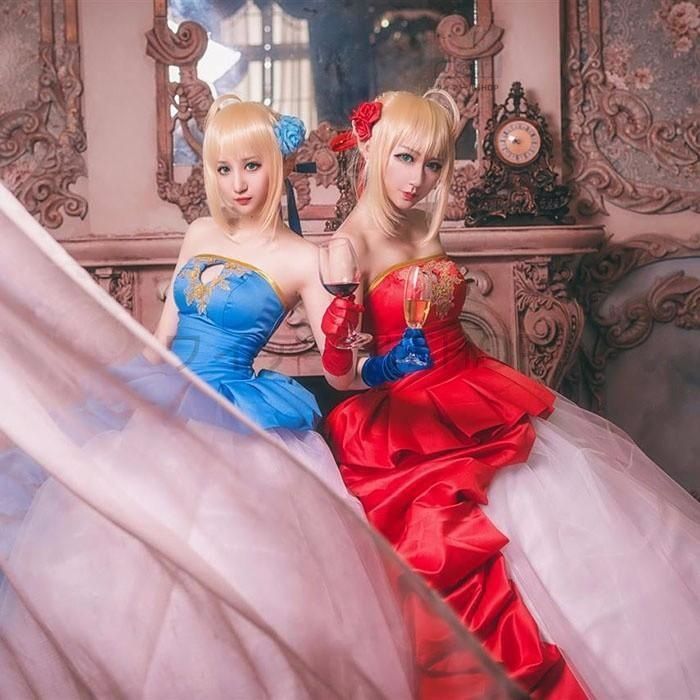 受注生産 セイバー Fate|Grand Order Saber コスプレ衣装 Saber Nero ネロ コスチューム 赤セイバー 青セイバー 暴君風 コスプレ衣装 パー