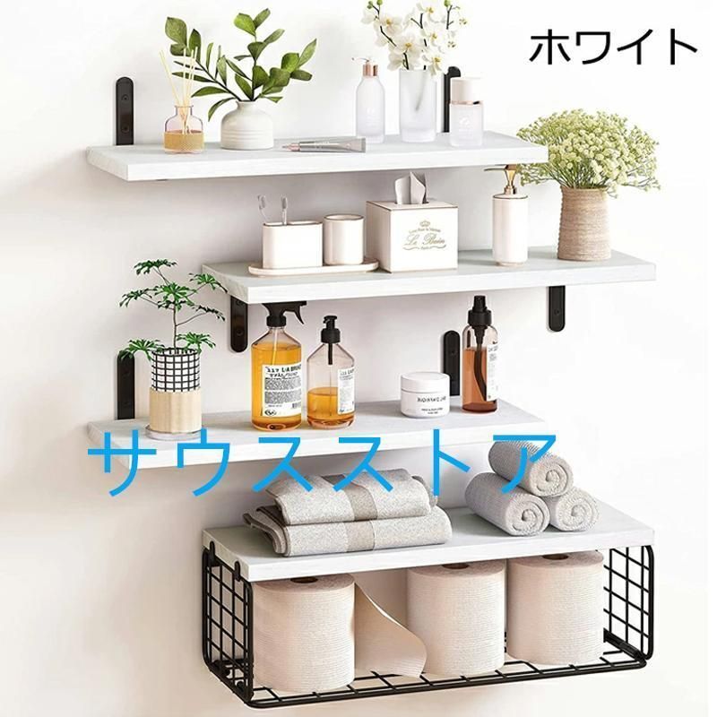 ウォールシェルフ 4枚セット 40cm 木製 取り付け 棚 石膏ボード 壁掛けシェルフ 飾り棚 ウォールラック 壁面収納