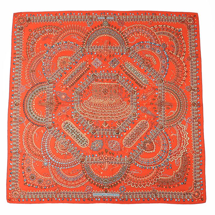 エルメス マハラジャ　カシミヤシルクスカーフ大判 HERMES 美品】HERMES エルメス スカーフ カレジェアン140 PARURES DES