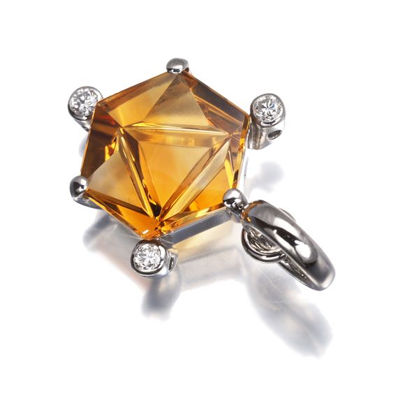 シトリン 3.70ct ダイヤ ダイヤモンド 0.09ct ペンダントトップ