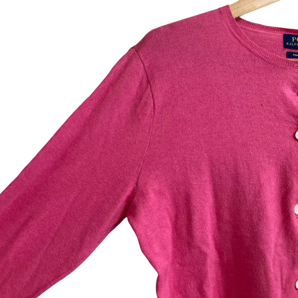 美品 POLO RALPH LAUREN ポロラルフローレン PIMA COTTON ニットカーディガン サイズS ピンク レディース 古着 中古 美品 POLO RALPH LAUREN ポロラルフローレン PIMA COTTON ニット
