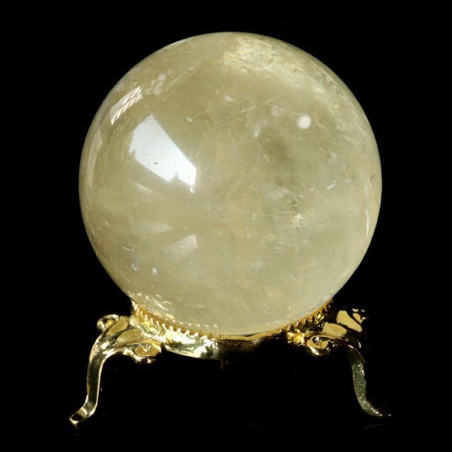 ゴールデン カルサイト 丸玉 台座付き 直径約55mm 虹入り レインボー