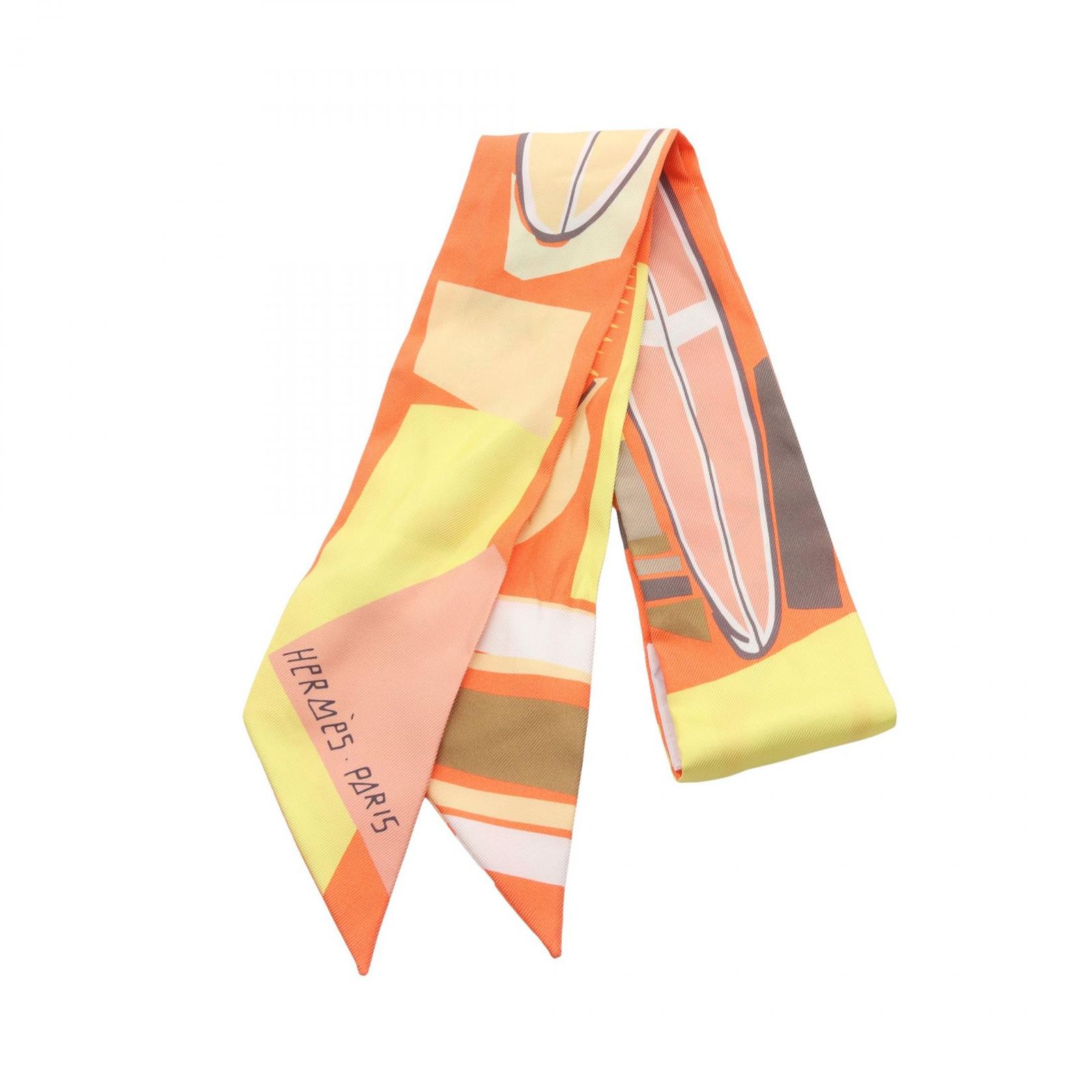 エルメス HERMES スカーフ ツイリー オレンジ リボン