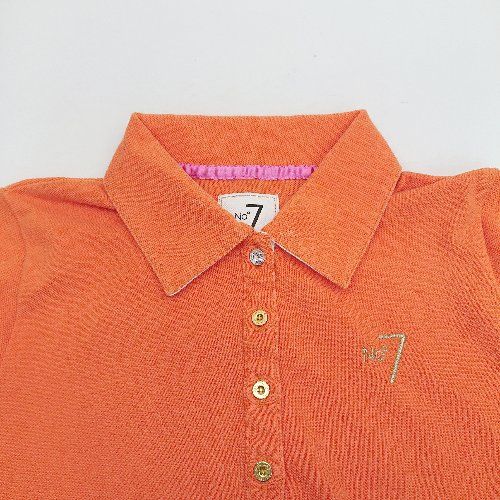 サマンサタバサ ゴルフウェア バックロゴ刺繍ラインストーン 半袖 ポロシャツ サイズ38 オレンジ系 レディース E