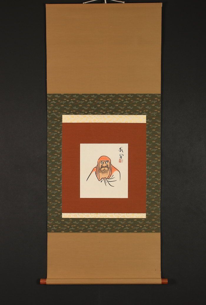 dds1145 美品 掛け軸 関牧翁作 達磨図 臨済宗天竜寺住職 群馬の人