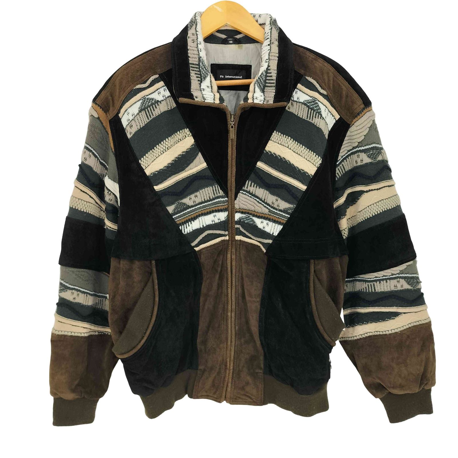 ユーズドフルギ USED古着 3Dニット切替 ピッグレザージャケット  