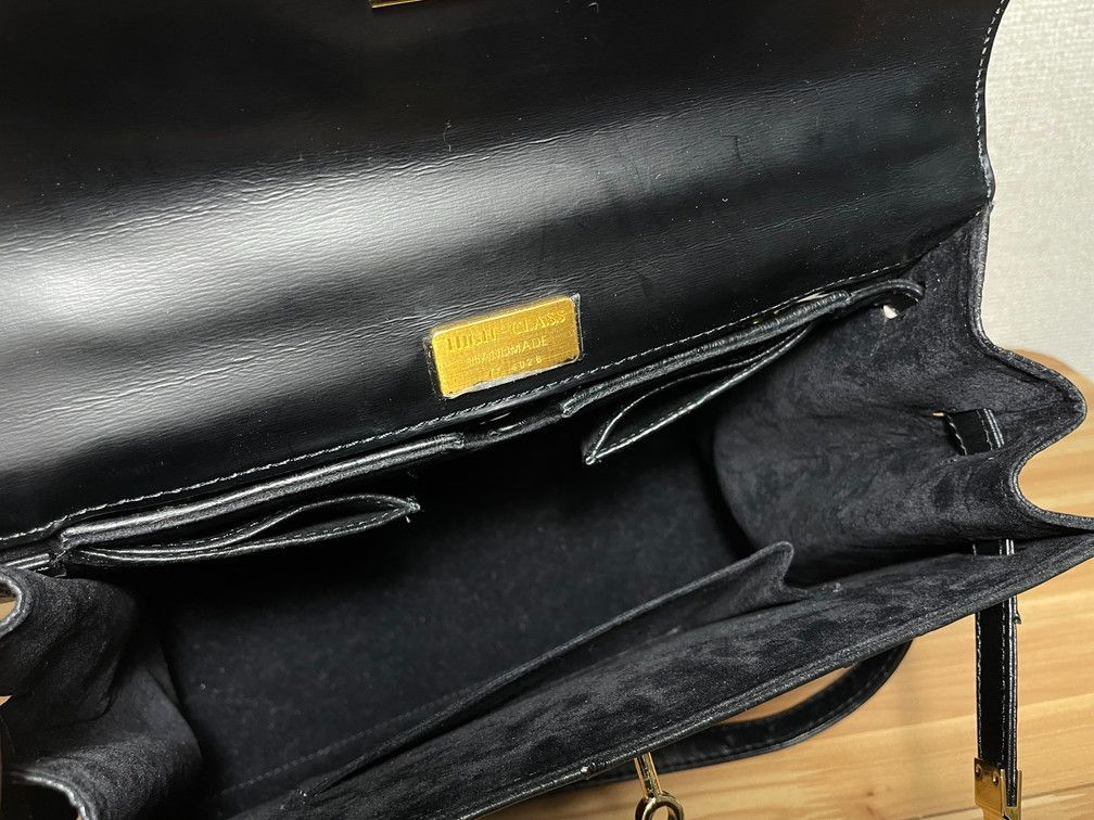 ク*ラ様 high-class オーストリッチレザー ブラック ハンドバッグ　2 HIGH CLASS ハイクラス オーストリッチ 2WAY レザーバッグ