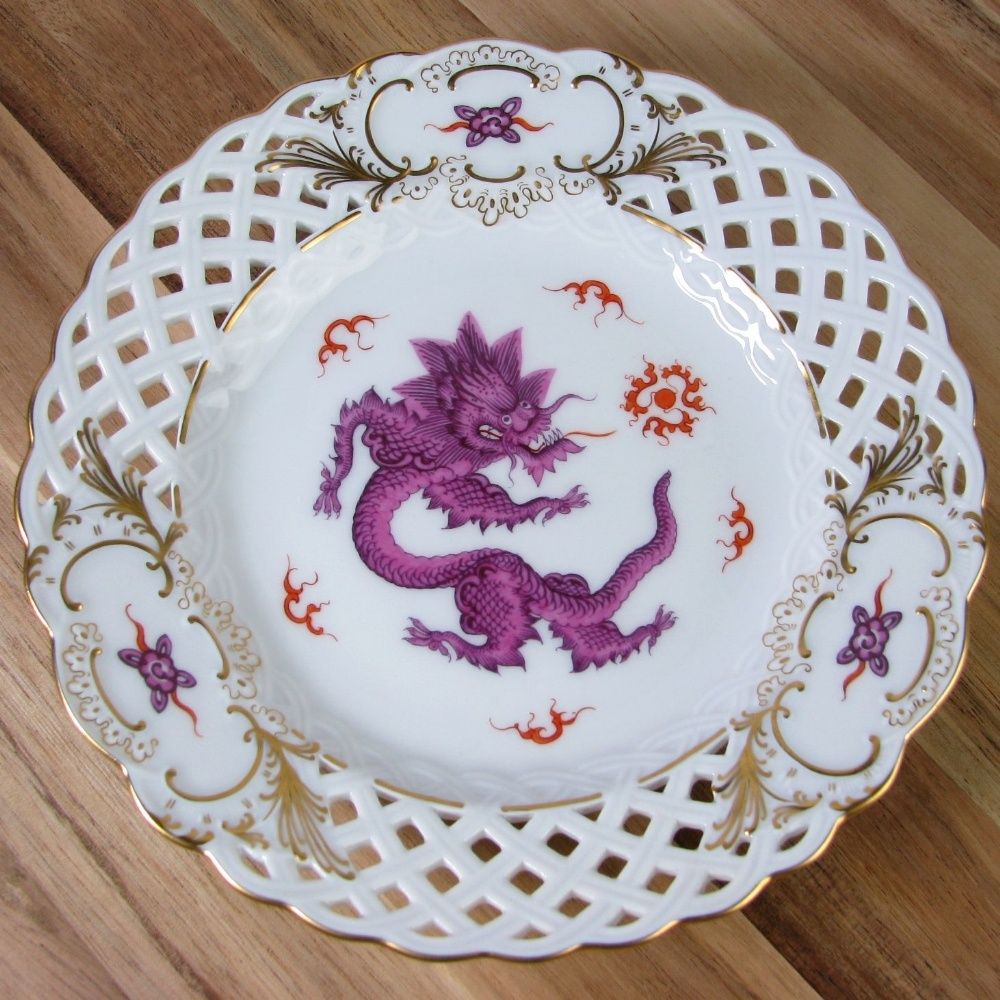 【レア】MEISSEN マイセン ミンドラゴン　パープル　プレート マイセン リッチドラゴン プレート MEISSEN マイセン ミンドラゴン