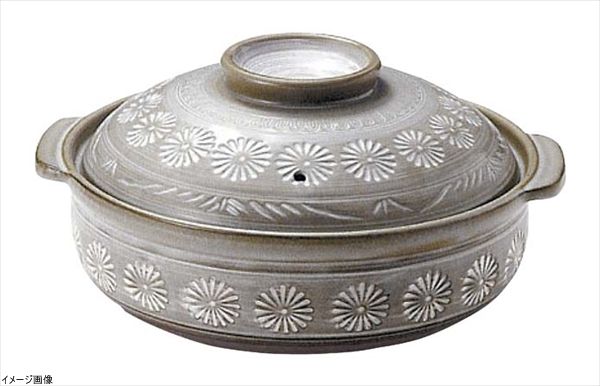 新品】萬古焼 銀峯 IH対応 土鍋 9号 4-5人用 花三島