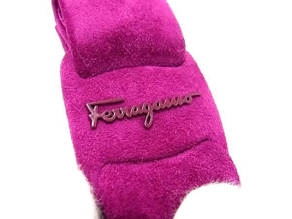 ■新品同様■ Salvatore Ferragamo フェラガモ ヴァラリボン ヴィヴァボウ スエード バレッタ ヘアアクセサリー パープル系  AM0836