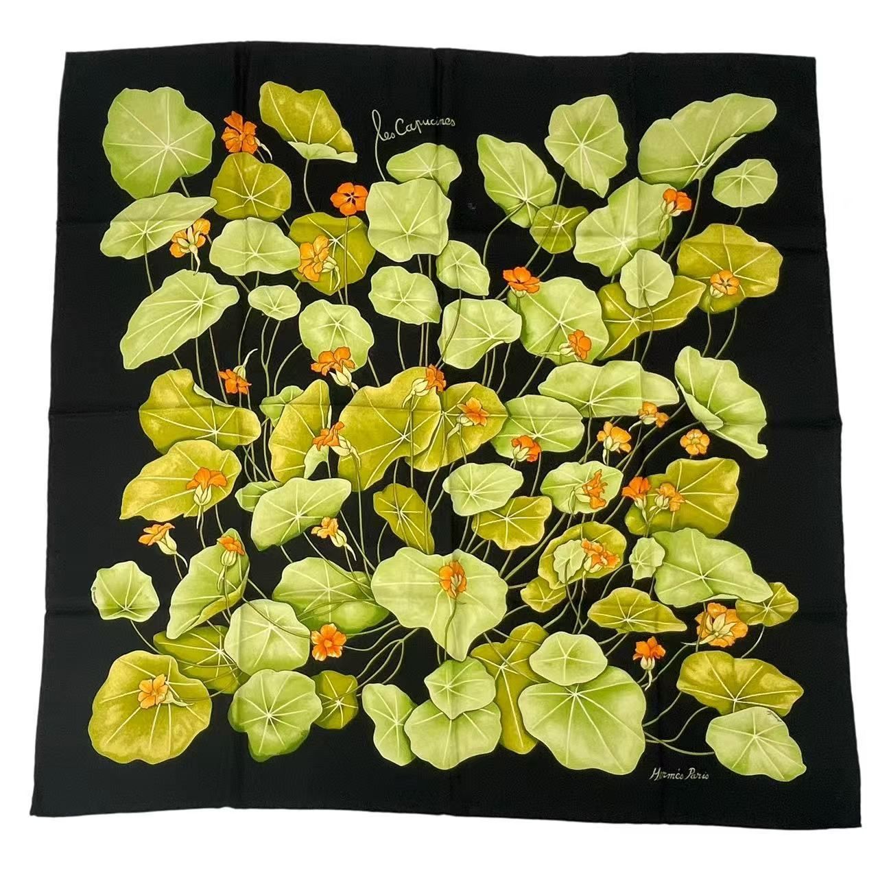 エルメススカーフ　Les Capucines 金蓮花 カレ90 シルク スカーフ 極美品 HERMES エルメス カレ90 シルク スカーフ LES CAPUCINES