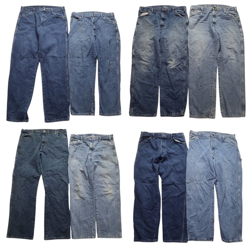 古着卸 ディッキーズ Dickies ペインターデニム パンツ 8枚セット メンズ 36 |38 フェード インディゴ 古着 NA6520